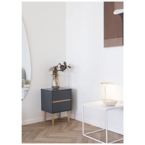 Tavolino Bisley Con 2 Cassetti In Legno Grigio Scuro 40×35×55 Cm - Foto 6