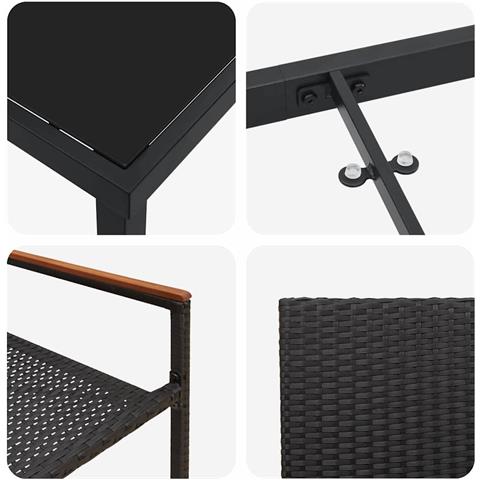 Set da Pranzo per Giardino con cuscino 9 pcs Nero polyrattan - Foto 9