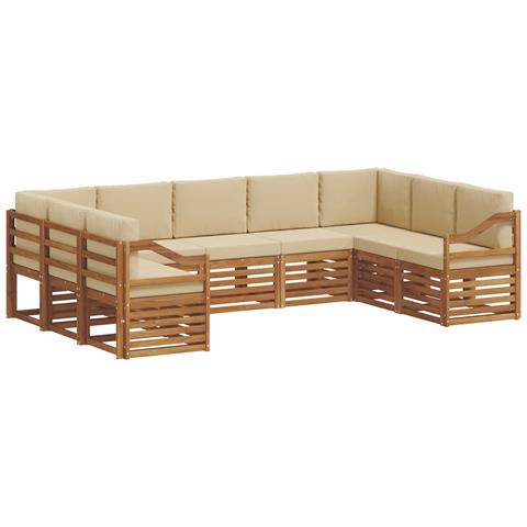 Set divani 9 pcs Naturale e Beige Legno di Acacia Massello - Foto 1