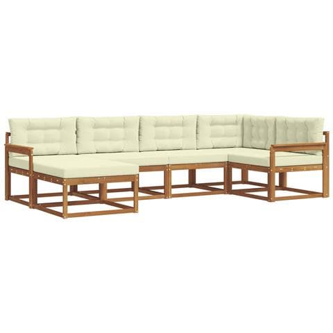 Set di divani da esterno con cuscino 6 pcs Naturale e Crema - Foto 1
