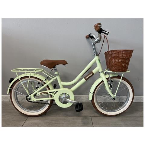 Bici Da Bambina Stile Vintage Misura 16 Bicicletta Bimba Senza Cambio 1v Completa Di Accessori Con Cestino E Luci A Led - Verde Pastello - Foto 1