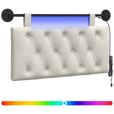 Testiera sospesa Con luce LED Crema Velluto - Foto 1