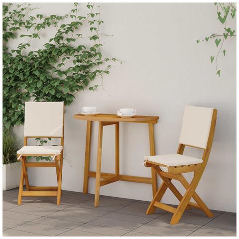 Sedie Bistro da Giardino 2 pcs Bianco Crema 38 x 46 x 85 cm - Foto 2