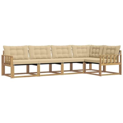 Set di divani da esterno con cuscino 5 pcs Bianco e Beige - Foto 1