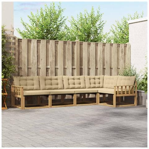 Set di divani da esterno con cuscino 5 pcs Bianco e Beige - Foto 2