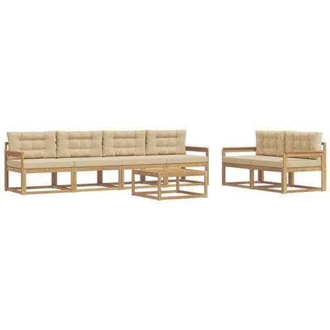 Set di divani da esterno con cuscino 6 pcs Bianco e Beige - Foto 1