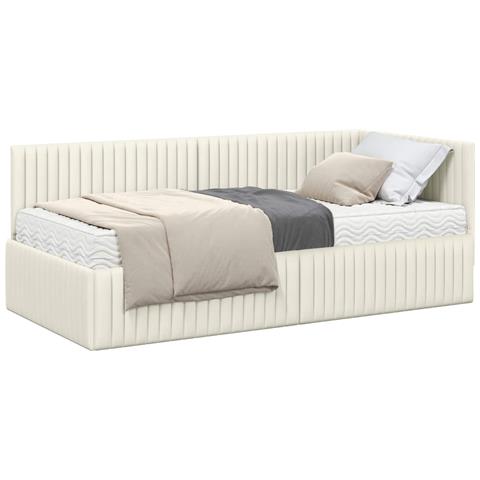 Struttura Letto Angolare con Materasso 2 pcs Crema Velluto - Foto 1