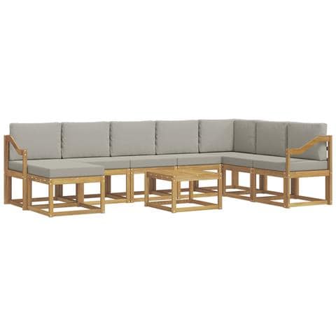 Set di divani da esterno 9 pcs Bianco e Grigio Chiaro - Foto 1