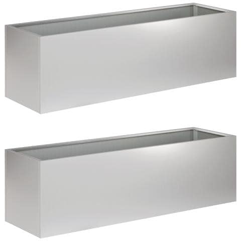 Vaso da giardino 2 pz Argento 80 x 30 x 30 cm Acciaio zincato - Foto 1