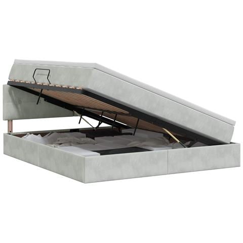 Letto con Contenitore Grigio Chiaro 160 x 200 cm Velluto - Foto 1
