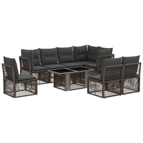 Set Divano da Giardino 9 pz Grigio polyrattan - Foto 1