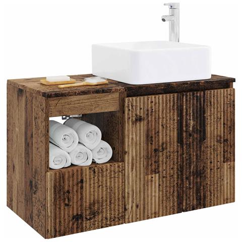 Set di mobili per il bagno 2 pz Legno antico - Foto 2
