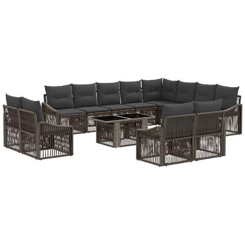 Set Divano da Giardino 13 pz Grigio e Grigio Scuro polyrattan - Foto 1