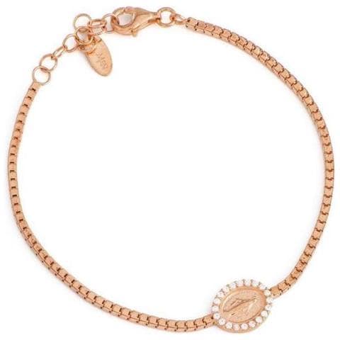 AMEN Bracciale Tennis Argento 925 Amen BTRBL16 Rosato con Cristalli Blu Lunghezza 19 