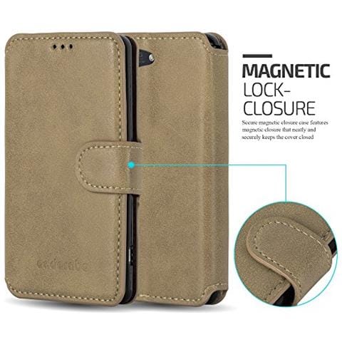 Custodia Compatibile Con Sony Xperia Z3 Compact In Opaco Marrone Sabbia - Coperchio Protettivo Con Funzione Stand E Tasca Per Le Carte Di Credito Con Design Retrò - Foto 2