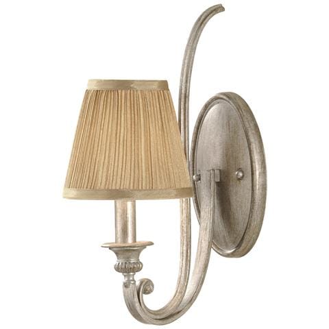 Applique Da Parete A 1 Luce Per Interni, Argento Sabbia Con Paralume, Attacco E14 - Foto 2