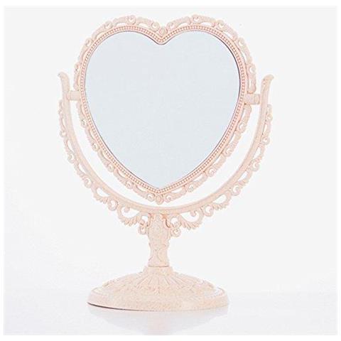 Makeup Mirror 2 Side Comestic Rotat Basamento Della Tabella Di Figura Di Plastica Dresser Cuore Specchi Cosmetici Tool-beige - Foto 1