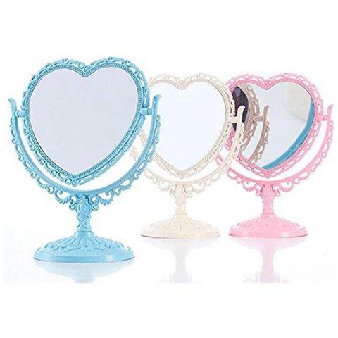 Makeup Mirror 2 Side Comestic Rotat Basamento Della Tabella Di Figura Di Plastica Dresser Cuore Specchi Cosmetici Tool-beige - Foto 2