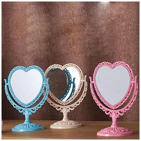 Makeup Mirror 2 Side Comestic Rotat Basamento Della Tabella Di Figura Di Plastica Dresser Cuore Specchi Cosmetici Tool-beige - Foto 4