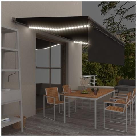 Tenda Sole Retrattile Manuale Parasole LED 5x3m Antracite - Foto 7