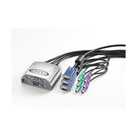 KVM Switch "Star" 1 User - 4 PCs, PS / 2, PS / 2, 1,2m, Argento, Cablato, 4 x 2 x 6pin MiniDIN 4 x HD 15pin - Foto 1