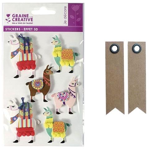6 Adesivi 3d - Lama 6 Cm + 20 Etichette Kraft Con Gagliardetto - Foto 1