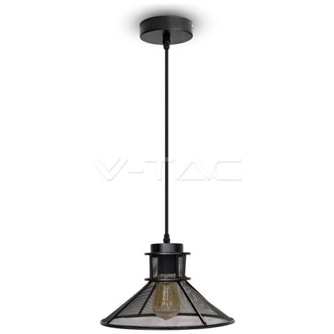 Lampadario Con Portalampada E27 In Metallo Nero A Maglia - V-tac - Foto 1