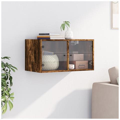 Mobile A Muro Con Ante In Vetro Rovere Fumo 68,5x37x35 Cm - Foto 3
