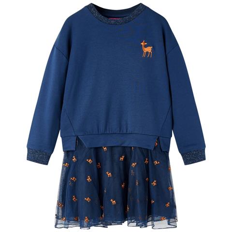 Abito Da Bambina A Maniche Lunghe Blu Marino 140 - Foto 1
