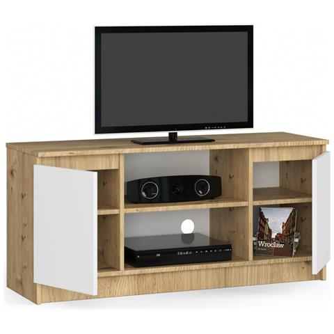 Mobiletto TV, 2 ante, 120x40x55 cm, Colore Quercia Artisan e Bianco - Foto 2