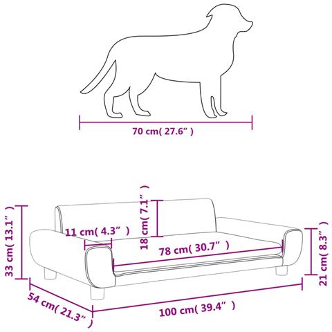 Lettino per Cani Grigio Chiaro 100x54x33 cm in Velluto - Foto 7