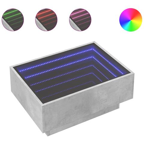 Tavolino Salotto Con Led Grigio Cemento 70x50x30 Cm Multistrato - Foto 2