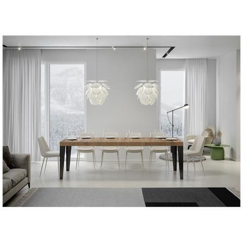 Tavolo Allungabile 90x160/264 Cm Flame Premium Quercia Natura Telaio Antracite - Foto 3