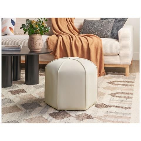 Pouf Wishek Velluto Beige Chiaro - Foto 1
