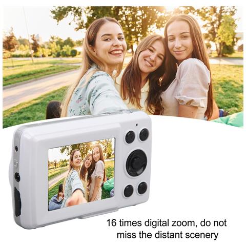 Fotocamera Digitale Compatta Con Zoom 16x, Sensore Da 16 Mp White - Foto 7