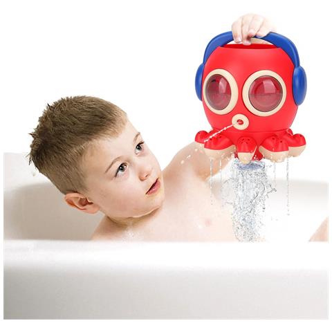 Giocattolo Da Bagno Per Bambini - Polpo Rosso Con Fontana Rotante Divertente E Sicuro - Foto 1