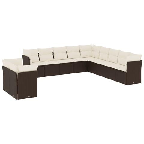 Set Divani Da Giardino 11 Pz Con Cuscini Polyrattan Marrone - Foto 2