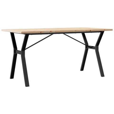 Tavolo Da Pranzo Telaio A Y 140x80x75,5 Cm Legno Pino E Acciaio - Foto 2