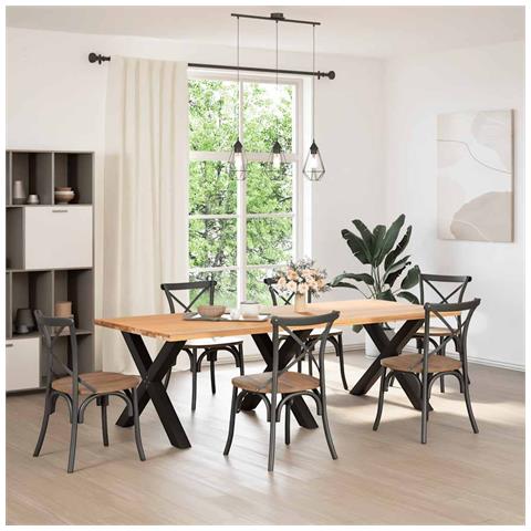 Gambe Tavolo Pranzo A Forma X 3 Pz Nero 90x(72-73) Cm Acciaio - Foto 2