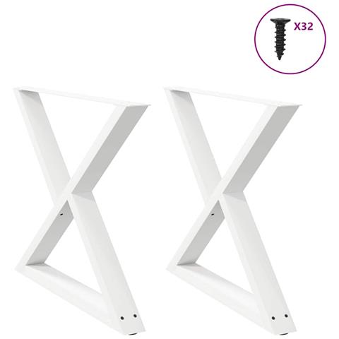Gambe Per Tavolo Da Pranzo 2 Pz Bianco 90x(72-73,3) Cm Acciaio - Foto 1