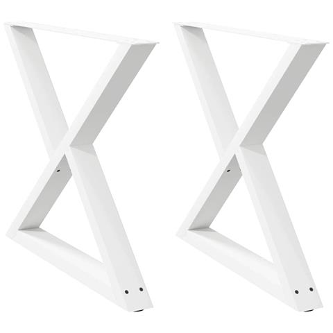 Gambe Per Tavolo Da Pranzo 2 Pz Bianco 90x(72-73,3) Cm Acciaio - Foto 2