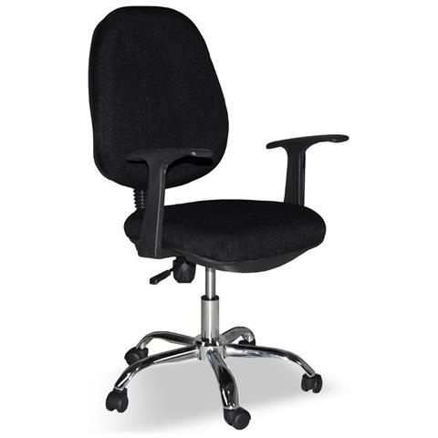 Poltrona Da Ufficio Cr415 Tessuto Nero Con Base Cromata - Foto 1