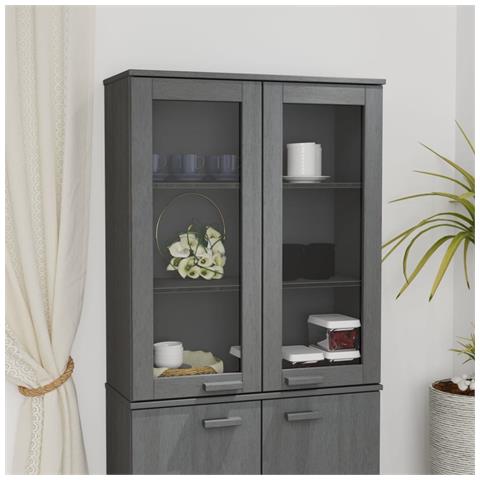 Scaffale Superiore Per Credenza Grigio Scuro 85x35x100 Cm Pino - Foto 8