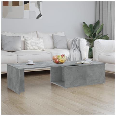 Tavolino Salotto Grigio Cemento 150x50x35 Cm Legno Multistrato - Foto 8