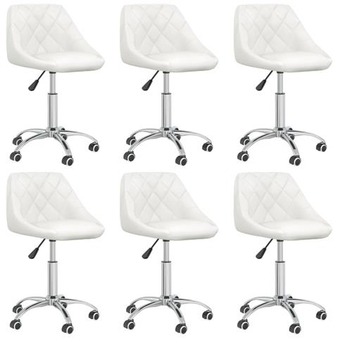 Sedie Da Pranzo Girevoli 6 Pz Bianche In Similpelle - Foto 2