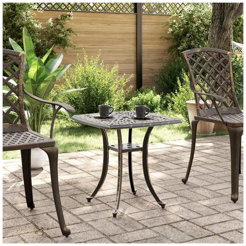 Tavolo Da Giardino Bronzo 53x53x53 Cm In Alluminio Pressofuso - Foto 2