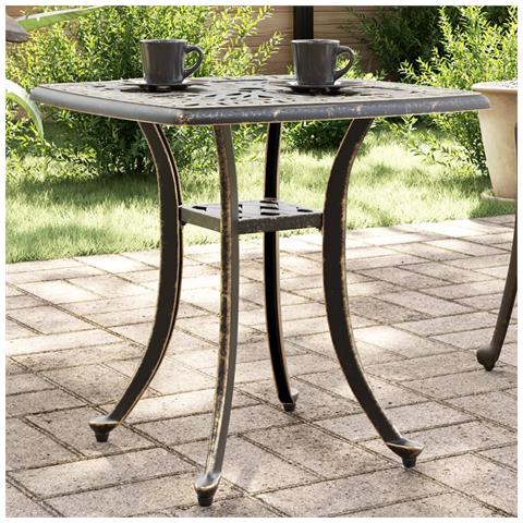 Tavolo Da Giardino Bronzo 53x53x53 Cm In Alluminio Pressofuso - Foto 8
