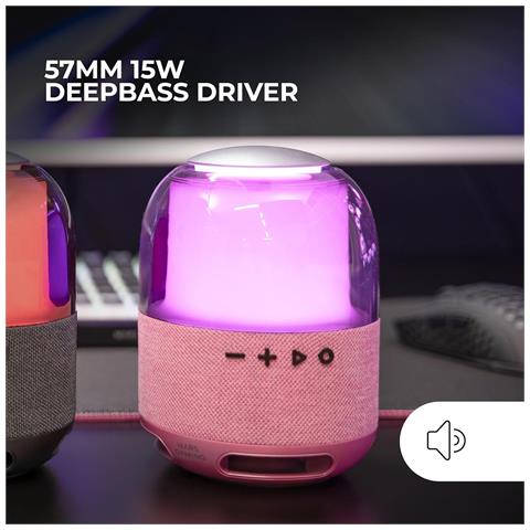 Marsgaming Ms-flow, Altoparlante Bluetooth 5.3 15w, Orbilight Rgb 360°, Driver Deepbass Da 57mm, Microsd, Rosa - Foto 6