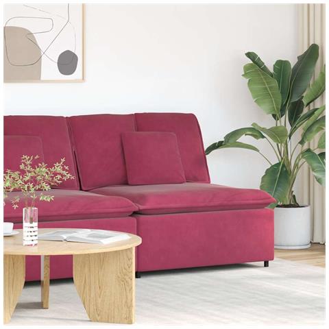 Modulo Centrale Divano Modulare con Cuscini Rosso Vino 100 cm - Foto 2