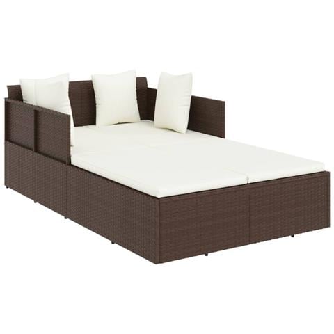 Lettino con Cuscini Marrone 182x118x63 cm in Polyrattan - Foto 1